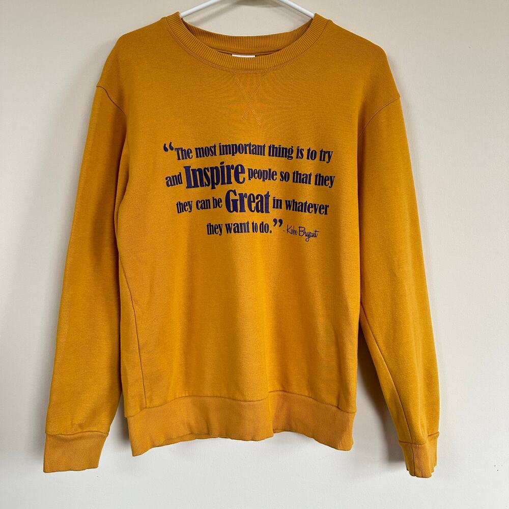 Zara Yellow Sweatshirt Kobe Bryant Quote Long Sleeve Crew Neck SMALL